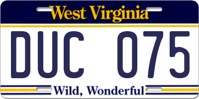 WV license plate DUC075
