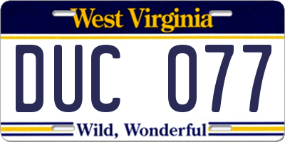 WV license plate DUC077