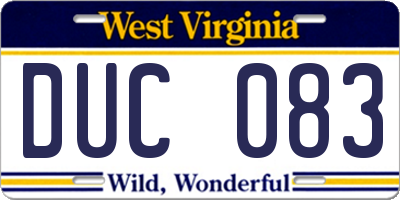 WV license plate DUC083