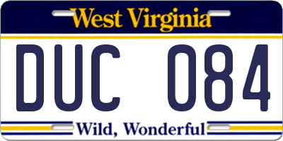 WV license plate DUC084
