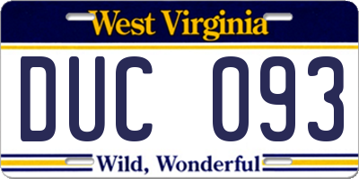 WV license plate DUC093