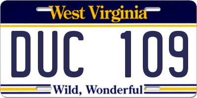 WV license plate DUC109