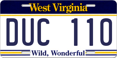 WV license plate DUC110