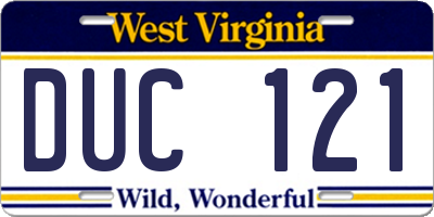 WV license plate DUC121