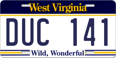 WV license plate DUC141