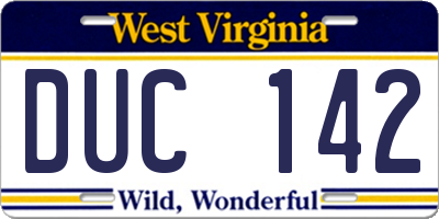 WV license plate DUC142