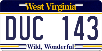 WV license plate DUC143