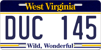 WV license plate DUC145