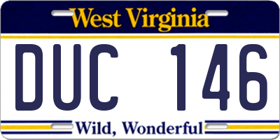WV license plate DUC146