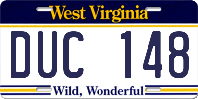 WV license plate DUC148