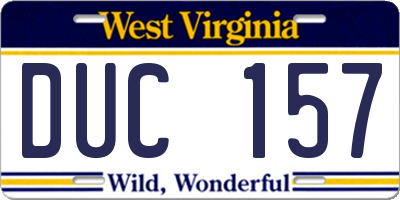 WV license plate DUC157