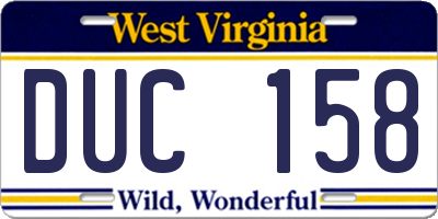 WV license plate DUC158
