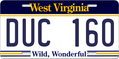WV license plate DUC160
