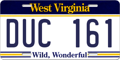 WV license plate DUC161