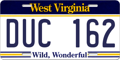WV license plate DUC162