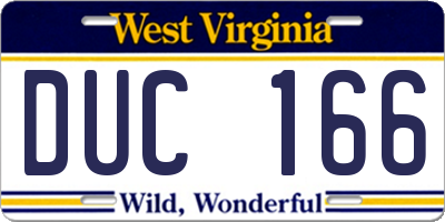 WV license plate DUC166