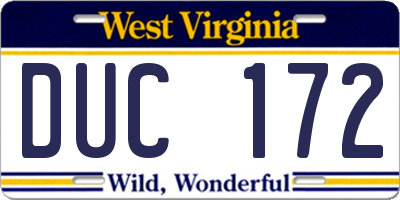 WV license plate DUC172