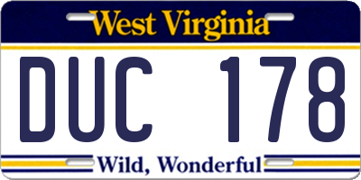 WV license plate DUC178