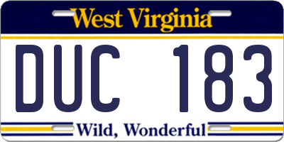 WV license plate DUC183