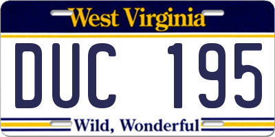 WV license plate DUC195