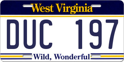 WV license plate DUC197