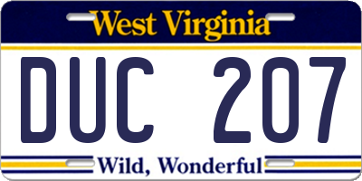 WV license plate DUC207