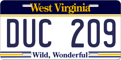 WV license plate DUC209