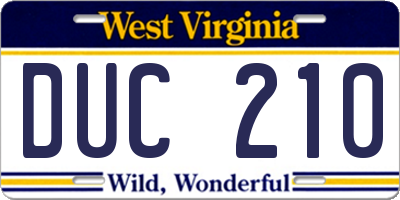 WV license plate DUC210