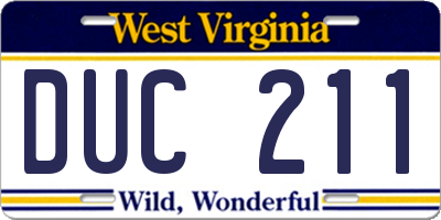 WV license plate DUC211