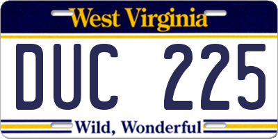 WV license plate DUC225