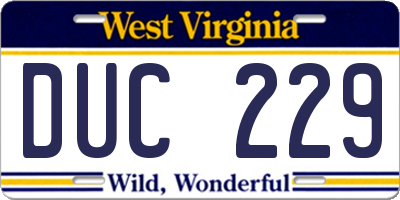 WV license plate DUC229