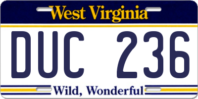 WV license plate DUC236