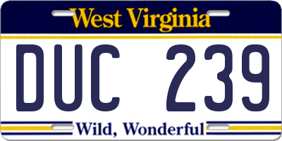 WV license plate DUC239