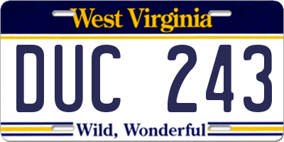 WV license plate DUC243