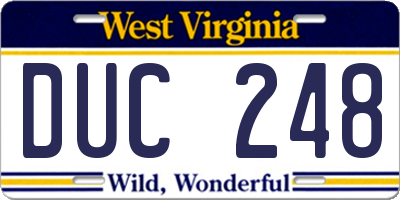 WV license plate DUC248