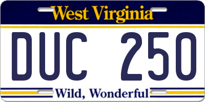 WV license plate DUC250