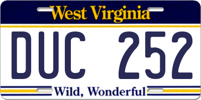 WV license plate DUC252