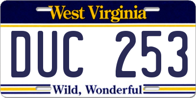 WV license plate DUC253
