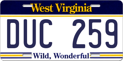 WV license plate DUC259
