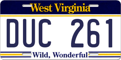 WV license plate DUC261