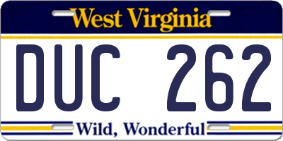 WV license plate DUC262