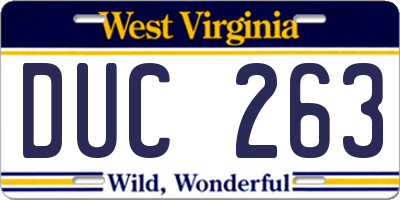 WV license plate DUC263