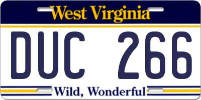 WV license plate DUC266