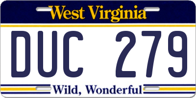 WV license plate DUC279