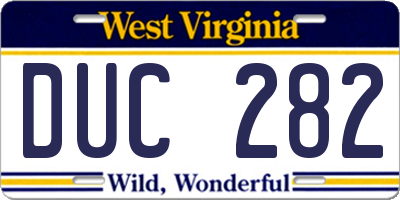 WV license plate DUC282
