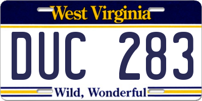 WV license plate DUC283