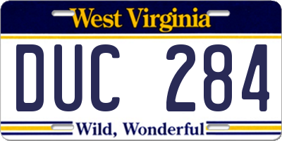 WV license plate DUC284