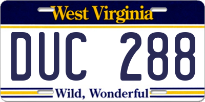 WV license plate DUC288