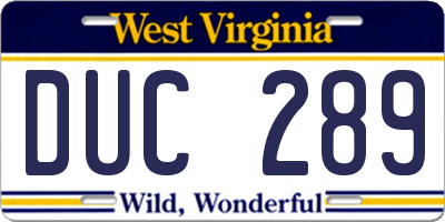 WV license plate DUC289