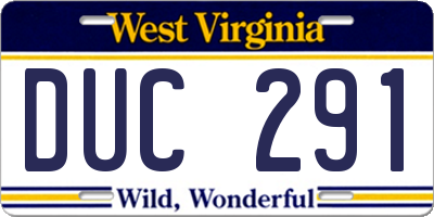 WV license plate DUC291